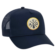 Alpha Tau Omega Fraternity Billed hats Navy OUTDOORS COLLECTION: ATO Trucker Hat