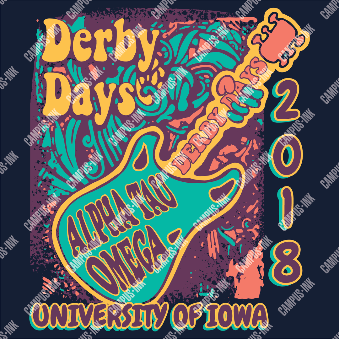 Campus Ink T-Shirt Design Alpha Tau Omega 70's Guitar Design