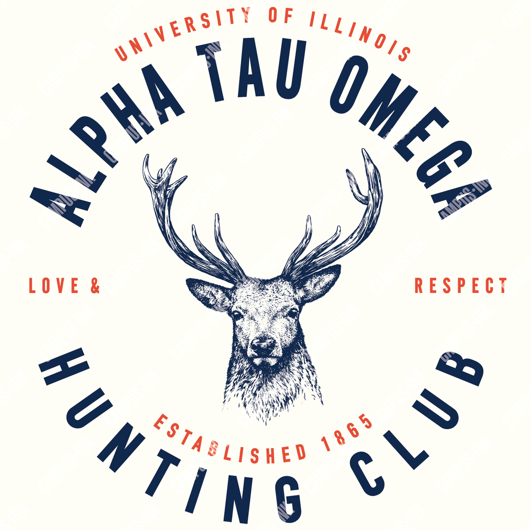 Campus Ink T-Shirt Design Alpha Tau Omega Hunting Club Deer Design